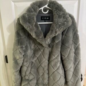 CDM gray faux fur coat size M purchased from Vici
